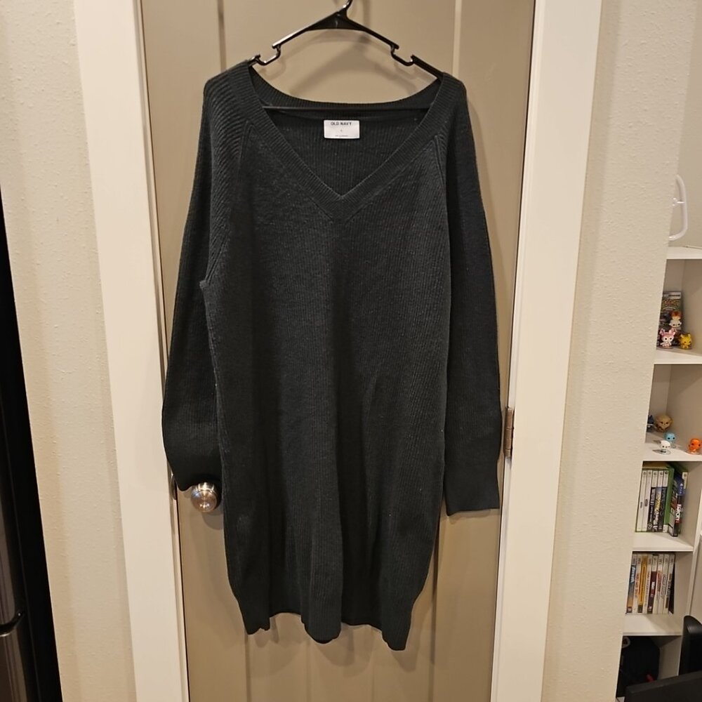 Old Navy Women’s Dark Green V-Neck Tunic Cozy Soft Sweater Dress Size XL